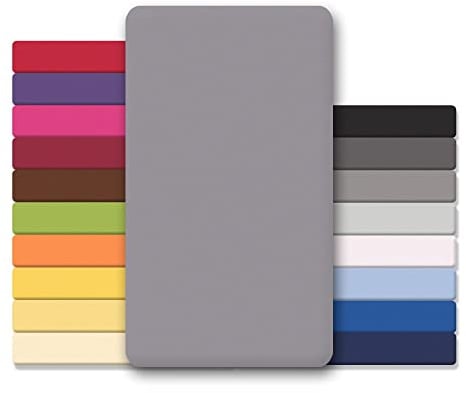 CelinaTex Jersey Topper Spannbettlaken Lucina Doppelpack 140x200-160x200cm dunkel grau 100% Baumwolle gekämmt bis 12cm Matratzenhöhe Spannbettbezug, Leintuch, Bettlaken, elastisch, Strech, Oeko-Tex