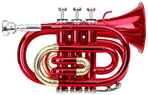 Classic Cantabile Brass TT-400 Bb-Taschentrompete (Messing, Schallbecher Durchmesser: 93 mm, Bohrung: 11,8 mm, Stimmung: B, inkl. Leichtkoffer, Mundstück, Putztuch, Handschuhe) rot