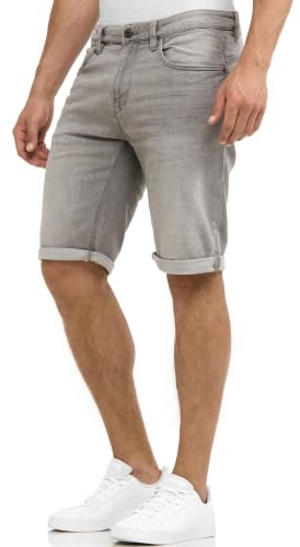 Indicode Herren Caden Jeans Shorts mit 5 Taschen Denimstyle aus Baumwolle | Lässige Herrenshorts für Alltag und Freizeit im 5-Pocket-Look, Jeansshorts, Bermudas, Sommerhose, kurze Denim Hose für Männer