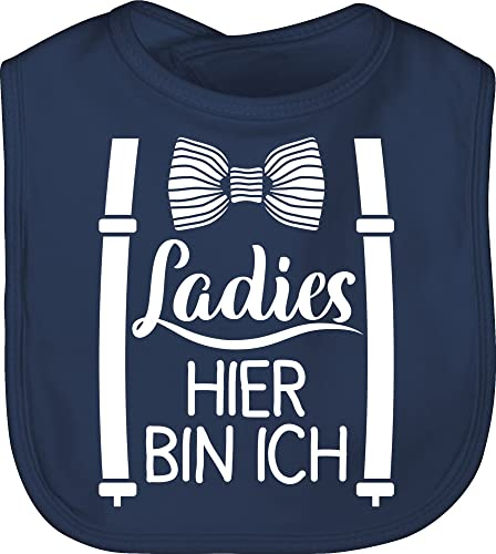 Shirtracer Baby Lätzchen - Sprüche - Ladies hier bin ich - Unisize - Navy Blau - lustige babysachen spruch fliege schlabberlatz babykleidung mit süßen sprüchen spruche da latz geschenke zur geburt