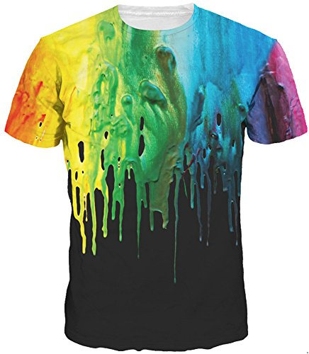 Imbry Herren bunt Galaxy 3D Druck Rundhals Casual Strassenmode Sport Spaß Motiv Tops T-Shirt (XXXL, Lack Schwarz)