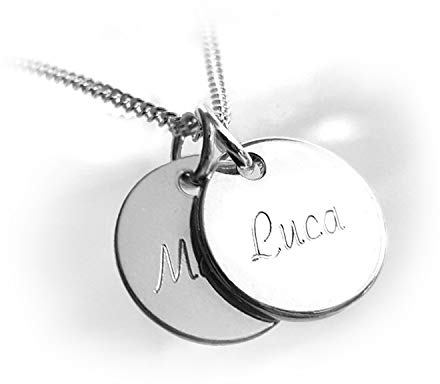Personalisierte Kette mit zwei NamensanhÀngern, PlÀttchen mit Namen, Gravur, 925 Silber
