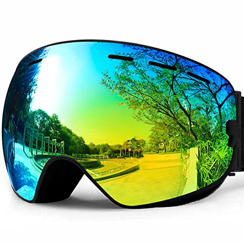 SPOSUNE OTG Skibrille Snow Snowboard Goggle Over Glasses mit Anti-Fog Spherical Dual Interchangable Lens für Männer Frauen Jugend Skifahren Snowmobile Eyewear & Helm Compatible, UV400 Schutz