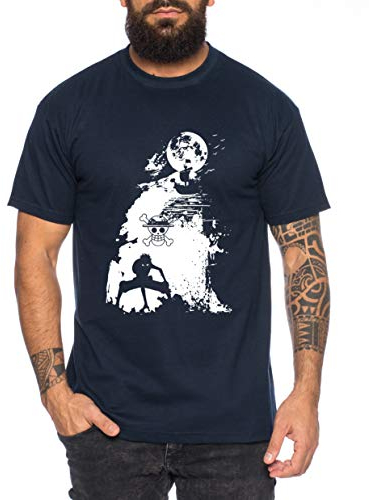 Ruffy Shiff Zorro Flying One Manga Herren Lamp Ruffy T-Shirt Anime Piece, Farbe:Dunkelblau, Größe:4XL
