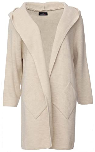 Zwillingsherz Strickjacke Cardigan für Damen - Hochwertiger Mantel Überwurf warm kuschelig weich mit Kapuze - Cape Umhang Strick Frühjahr Herbst Winter