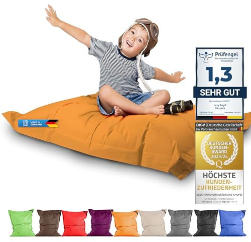 LAZY BAG Riesen-Sitzsack XL 160x125 cm mit 300 Liter | Sitzkissen 2-in-1 für Kinder & Erwachsene | Bequeme Indoor & Outdoor mit 3 Mio. EPS-Perlen für perfekte Ergonomie | Deutscher Marken Hersteller