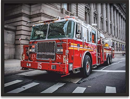 Photo FDNY-Ladder 15 in Black Frame 80 x 60 cm