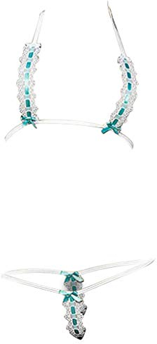 Newanna Frauen Mini Micro Bikini Sets Sexy Spitzen Schnürschuhe Halter Lingerie Bodysuit Hollow Out Temptation Unterbrust BH Hebe und Ouvert-String Tanga Reizwäsche verführerische Unterwäsche