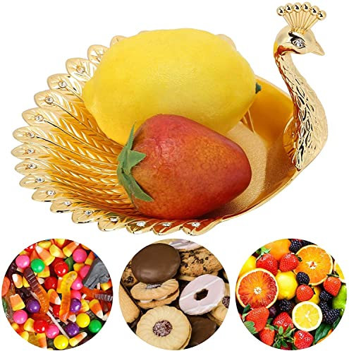 Snack Pfau Teller, Snack Pfauenteller Metall Dörrobst Teller Schmuck Schmuckstück Display Tablett für Home Cafe Hotel Buffet