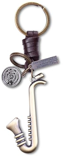 AuPra Saxophon-Schlüsselanhänger, Geschenk für Damen und Herren, Leder, für Zuhause, Auto, Tür, Schlüsselhalter, Mädchen und Jungen, Musikgeschenk