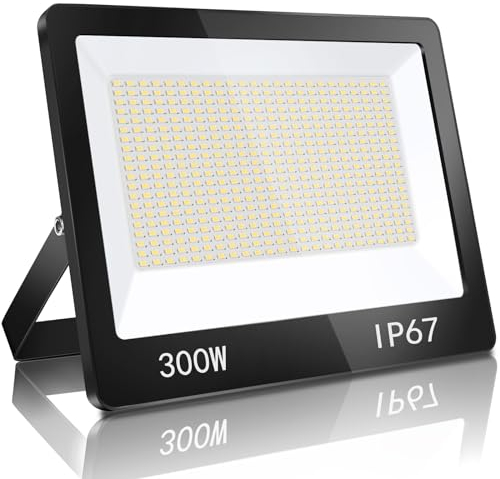 YIQIBRO 300W LED Strahler Außen, IP67 Wasserfest Fluter Flutlicht, 30000LM 6500K Kaltweiß Superhell LED Scheinwerfer mit Trafo, Aussenstrahler für Lager, Garten, Garage, Hof, Parkplatz