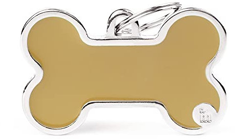 My Family Placa de Identificación personalizado para perro Made in Italy, hueso XL marrón, Placa de identificación de Perro Grabada Gratis, metal esmaltado a mano, Colección Basic Handmade