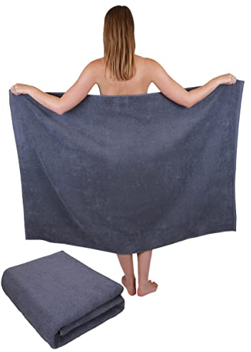 Betz 2 Stück Maxi Duschtücher XXL Badetuch Duschtuch Größe 100x150cm Berlin Farbe dunkelgrau - Berlin