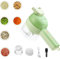 4 in 1 Handheld Electric Vegetable Cutter Set, Mini Electric Kitchen Vegetable Chopper Slicer with Brush, Wireless Food Processor, Masher for Garlic, Pepper Chilli, Onion, Meat, Ginger