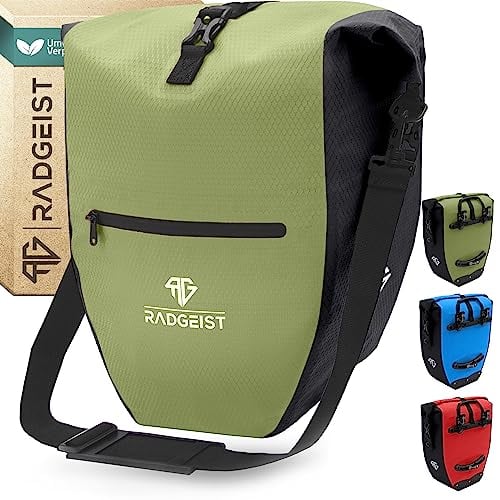 RADGEIST Fahrradtasche für Gepäckträger - Tasche für Fahrrad Gepäckträger - Gepäckträgertasche wasserdicht Umhängetasche (Grün 28L, Einzeln)