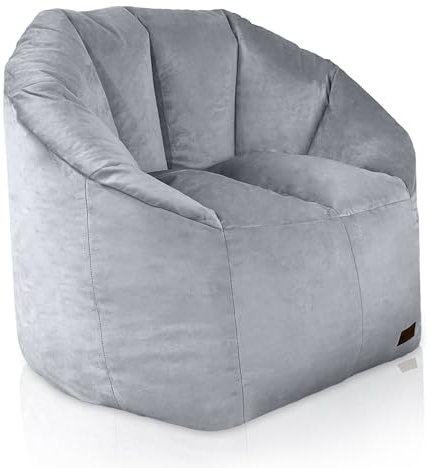 Aiire Luxus Sitzsack Sofa Erwachsene - Relaxo Bean Bag Chair Design mit Füllung für Kuschelecke - Moderner Sitzsäcke Sessel für Mädchen und Kinder aus Samt Grau