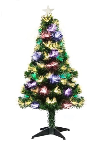 Christmas Tree World | 4ft Artificial Vesuvius Fir Fibre Optic Tree | Bushy and Luxury Quality PVC Tips, Warm White Lighting | Easy to Assemble and Take Down | 65cm Diameter