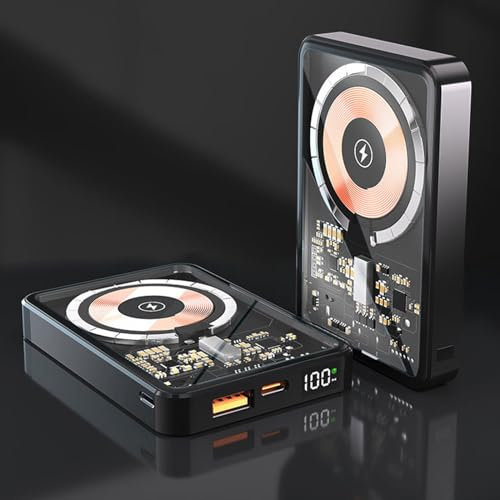 Chargeur Portable Magnétique Bibliothèque De Sources Radio Magnétique Transparente Batterie Auxiliaire De Secours Externe 10000mAh Batterie Externe Magnétique