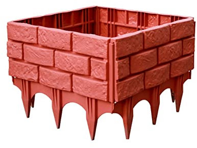 1PCS Bordure de Clôture en Plastique de Jardin, Bordure de Jardin, Clôture de Bordure de Fleurs, Bordure de Parterre de Fleurs Effet Pierre D'imitation, Bordure de Plante, Brique de Pierre(rouge)