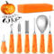 ECtury Kürbis Schnitzset, 7 Stück Schnitzwerkzeug Kürbis + 10 Schnitzvorlagen, Kürbis Schnitzen Werkzeug, Pumpkin Carving Kit, Halloween Kürbisschnitz Set