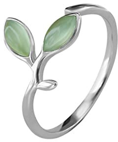 Damenring aus 925er Sterlingsilber, Blatt, verstellbarer offener Damenring