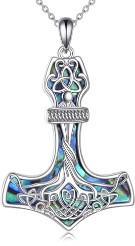 DAYLINLOVE Thors Hammer Halskette 925 Sterling Silber Thor Hammer Hängende Halskette Viking Juwelen Damen Geschenk für Mädchen Frauen Mutter Thors Hammer Liebhaber