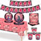 Ensemble de 70 Pièces de Vaisselle en Papier pour Fête d'Halloween, Thème Halloween Rose avec Assiettes, Gobelets, Serviettes, Bannière et Nappe.Halloween Party Tableware