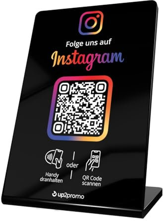 NFC & QR Aufsteller/Display/Schild für Instagram (schwarz)