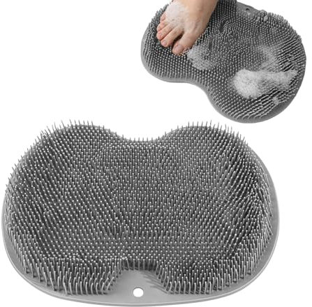 Shower&Bath Foot Scrubber Mat,Foot Massager Scrubber,Foot Cleaner Massager,Foot Scrubber for Shower,Mat with Non-Slip Suction Cups,for Foot Care,Exfoliation,Spa,Grey,Kiuiom