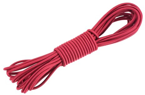 DMiotech 3mm Shock Cord, 7.6 M Red Bungee Cord Tent Pole Shock Cord Round Elastic Kayak Rope Stretch String Marine Grade Heavy Polyester for DIY Projects Tie Downs