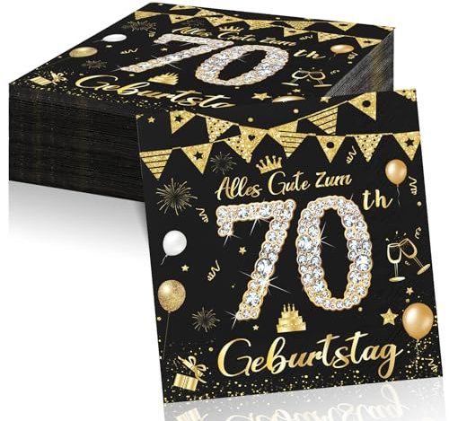 40 Stück 2-Lagig Servietten 70. Geburtstag Frau Mann, Deko für Feiern Party Jubiläum