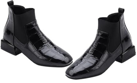 GALPADA Stivali Bassi Versatili Da Donna Scarpe Moderne in Pelle Verniciata Con Suola Antiscivolo