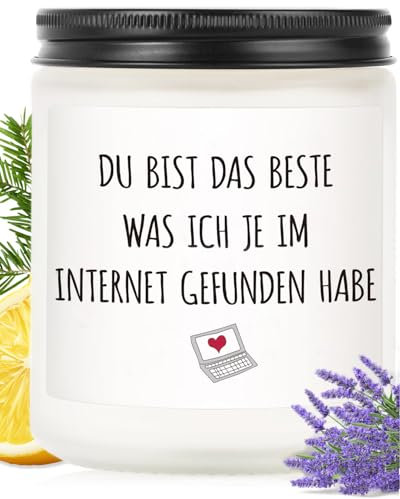 VivaJoy Jahrestag Geschenke für Ihn Sie - Hochzeitstag Geschenke für Männer Frauen, Lavendel Duftkerze mit Noten von Zitrone und Zeder, Meisterhaft komponierte, Partner Geschenk für Sie Ihn