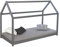 Homestyle4u 2834, Hausbett 80x160 mit Matratze und Lattenrost Montessori Kinderbett Bodenbett Bettgestell aus Holz Grau