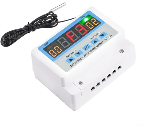 HOHOVYVY Temperaturregler 220V, Digital Temperaturregler, AC 220V 5000W Digital Thermostat 30A Temperatur Controller Schalter DC 12V 24V(DC12V 300W)