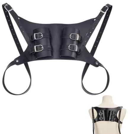 nbeads Support Dorsal D'Épée, Étui à Épée Réglable pour Épaulement Arrière Étui à Épée Rétro Médiéval en Cuir pour Grenouille Ceinture à Double Dos pour Épée Grenouille pour Fête de Cosplay Noir