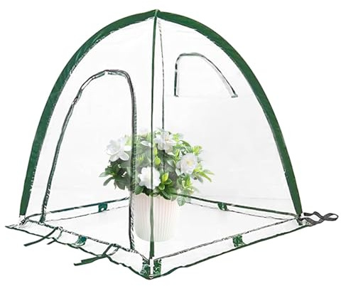 Kleines Green House, Pop-Up Pflanzenschutz, Blumenhaus für drinnen und draußen, Pflanzenabdeckung für kalten Frostschutz, Oxford-Stoff, PU, PVC, 92 x 92 x 100 cm, ideal für Pflanzen im Winter