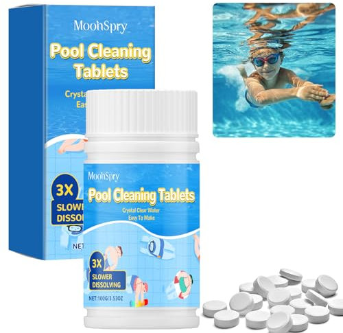 Chlorine Tablets for Swimming Pool, 100g Chlorine Tablets for Hot Tub, Slow-Dissolving Cleaning Tablet for Swimming Pool Spa Hot Tub Bathtubs Instant Multifunction Tablet