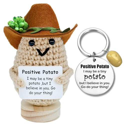 Vspek Positive Kartoffel, Positive Geschenke für Frauen, Strickwolle Kartoffel Puppe, Energiekarte, Einschulung Geschenk, Motivationsgeschenke, Viel Glück Geschenke