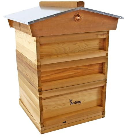 Actiasbee National Cedar Beehive – Gabled Roof Wooden Hive | Flat Pack Beekeeping Hive