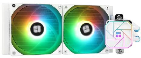 TR-Thermalright Aqua Elite 240 White V3 Aio CPU Cooler-240mm Liquid Cooler,2x120mm ARGB Cooling Fan,Easy Installation,Compatible with AM5/AM4, LGA1851/1700/115X/1200, White