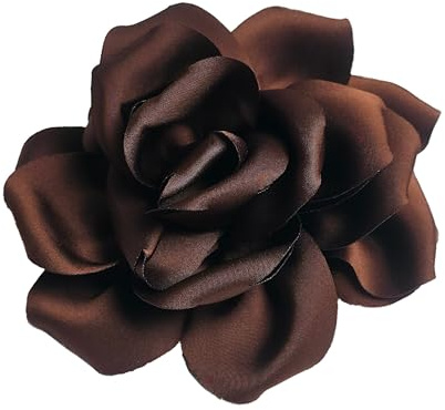 Baesics Blumen Brosche Rose Damen Schokolade - Ansteckblume Stoff Haarclip | Aus Satin in Seiden-Optik, weich und federleicht, im Vintage Stil. Für Kleid, Mantel, Haar, Hochzeit und als Geschenk
