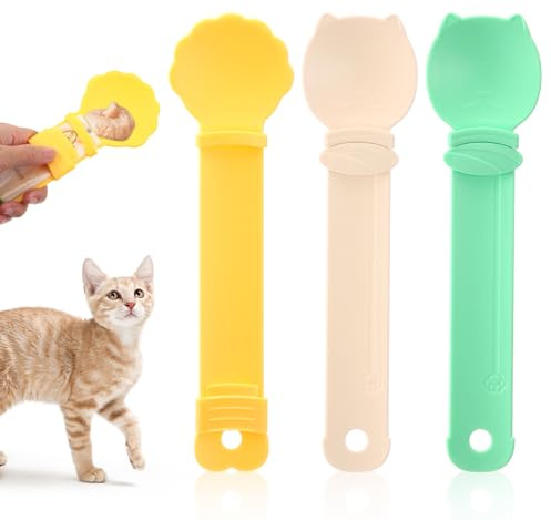 LXUEJIE 3 Pcs Cat Treat Squeeze Spoons, Colorful Licky Treat Feeder Supplies, Dispense Wet Food, Liquid Snacks & Paste Treats, Mess-Free Feeding for Cats