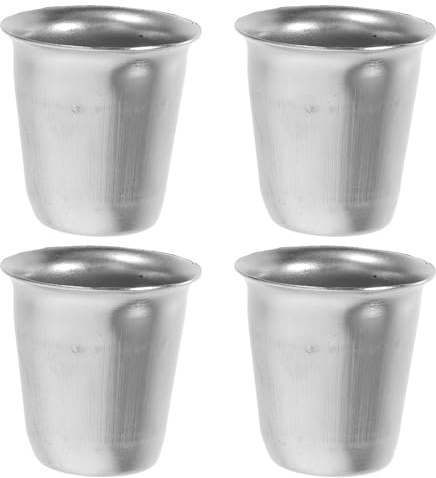 PRETYZOOM 4pcs Stainless Steel Metal Chalice Goblet for Communion and Holy Water Stable Flatbottom Design Elegant Antique Whiskey Glasses for Religious Ceremonies and Drinkware Use