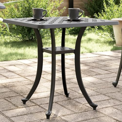 Teenpull Gartentisch Schwarz 53x53x53 cm, Aluminiumguss, quadratischer Outdoor Beistelltisch für Terrasse, Balkon, Garten, wetterfest, pflegeleicht, Stabiler Outdoor Kaffeetisch