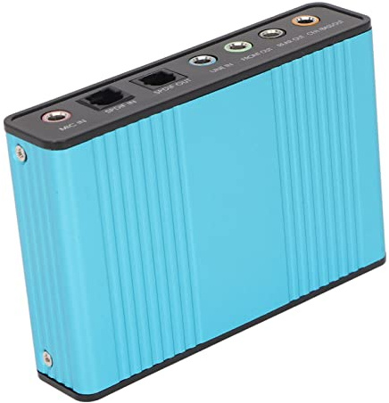 Naroote Naroote Carte Son USB 6 Canaux, Lecture Analogique, Enregistrement, Carte Son Externe, Taux D'échantillonnage 48kHz, pour PC et Ordinateur Portable (Blue) (Blue) () ()