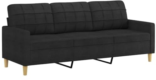 Wynira 3-Sitzer-Sofa Schwarz Stoff 180 cm, modernes Wohnzimmersofa mit robustem Metallgestell und komfortabler Polsterung, platzsparendes Mehrzwecksofa für Wohnzimmer und Lounge