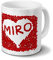 Tasse mit Namen Miro - Motiv Rosenherz - Namenstasse, Kaffeebecher, Mug, Becher, Kaffeetasse - Farbe Weiß