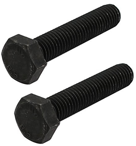 Sourcingmap® de qualité 8.8 M10 x 50 mm Full filetée à gauche Filetage à tête hexagonale Noir 2 pcs