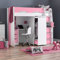 High Sleeper Storage Bed, Happy Beds Pegasus Wood Modern Desk Wardrobe Drawers Cupboards Loft Bunk (3FT - Memory Foam Mattress, Pink and White)